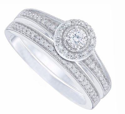 GIA Certified Round Shape Diamond Bridal Set Ring 2.50 Carat 18k White Gold