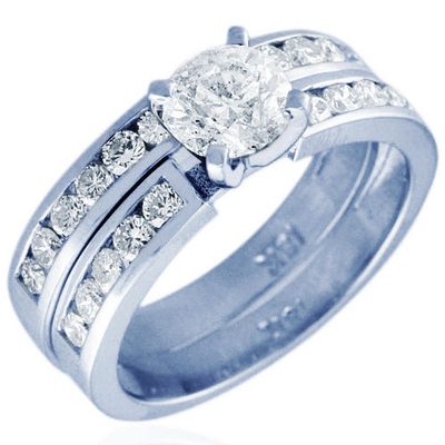 2.00 Carat IGI Certified Round Cut Diamond Bridal Ring Set  18k Gold