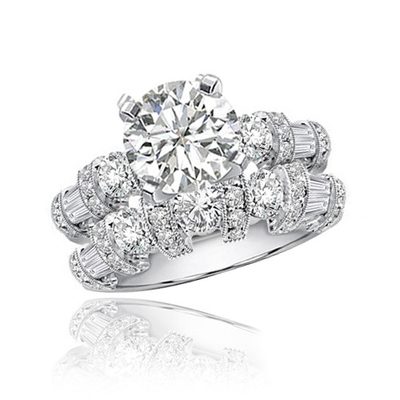 3.00 Carat Round Cut Diamond Bridal Set Ring 18k Gold GIA Certified