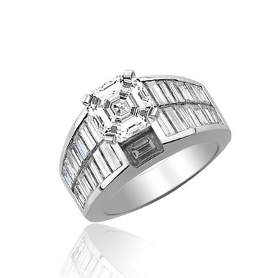 GIA Certified Bridal Ring Set 3.25 CT Asscher Cut Diamond 18k Gold