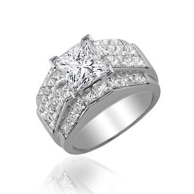 Vintage Style 4.00 CTW Princess cut Diamond Wedding Sets GIA Certified 18k Gold