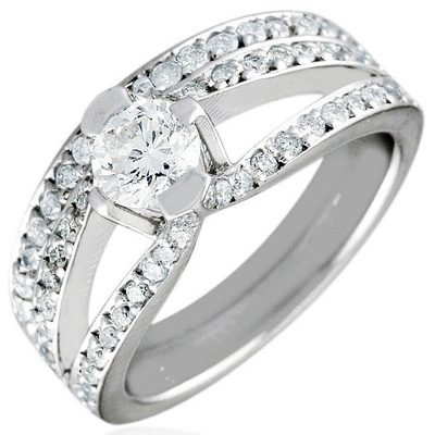 Diamond Bridal Ring Set 2.30 Carat Round Shape Diamond GIA Certified 18k Gold