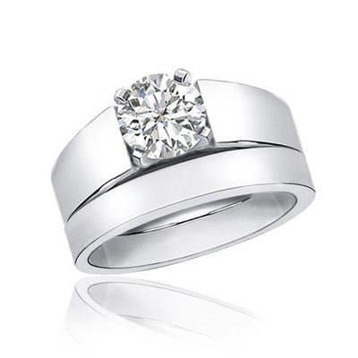 Solitaire Platinum Bridal Ring Set 4.50 Carat Round Cut Diamond IGI Certified