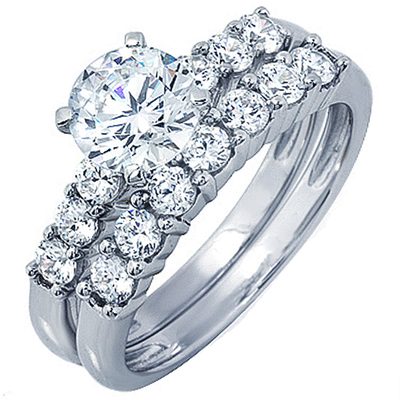 Bridal Ring Set Round Brilliant Cut Diamond 3.60 CT IGI Certified 18k White Gold