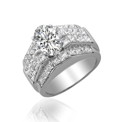 Oval Shape 4.50 Carat Diamond Bridal Ring Set GIA Certified 18k White Gold