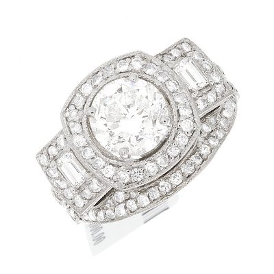 Bridal Ring Set Halo 6.25 CTW Round Shape Diamond GIA Certified 18k White Gold