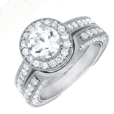 Halo Round Shape Diamond 3.50 CTW Bridal Ring Sets GIA certified 18K Gold