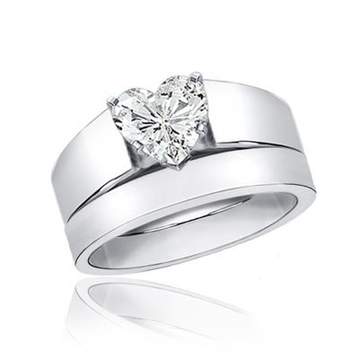 Bridal Ring Set GIA Heart Diamond Platinum Internally Flawless 1.50 CT