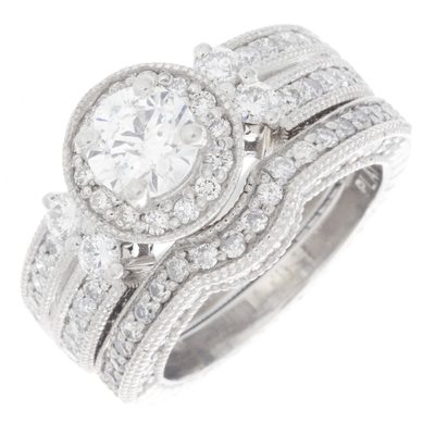 Bridal Ring Set 6.25 Carat Round Shape Diamond GIA Certified 18k White Gold