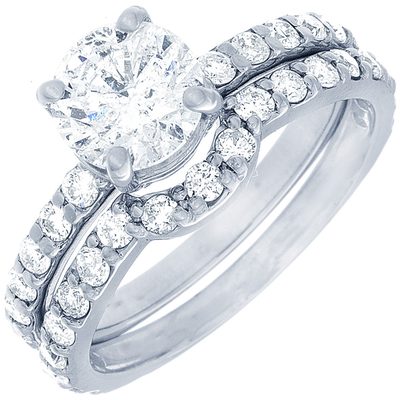 Round Brilliant Cut 3.25 CT Diamond Bridal Ring Set GIA Certified 18k White Gold