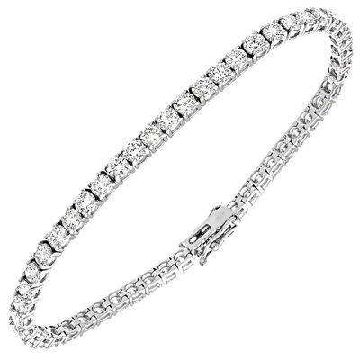 14K White Gold 3.00 CT G Color VS2 Round Shape Natural Diamond Tennis Bracelet