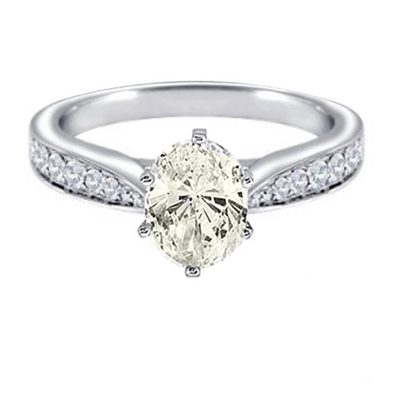 GIA certified 18K White Gold Round and Oval cut Diamond Fancy Yellow 1.80 Carat