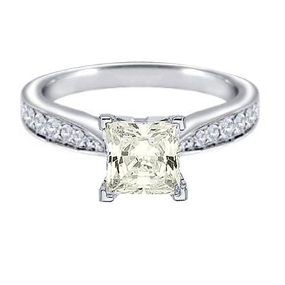 GIA Certified Diamond Engagement Ring Platinum ladies Princess cut 2.00 CT Round