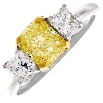2.50 CTW Radiant cut Diamond Engagement Ring Fancy Yellow GIA Certified Platinum