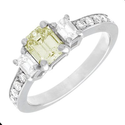 3.30 CTW Emerald Cut Diamond Elegant Fancy yellow GIA Certified 18K White Gold