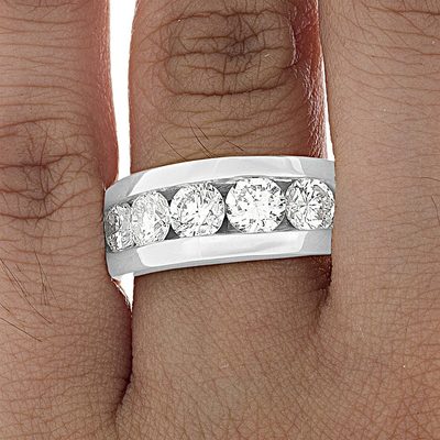 14K White Gold Heavy Band with 1.75 CT of Round Diamonds -Channel-Set / AVG 0.35