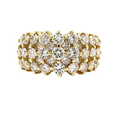 18K Yellow Gold Natural Round Shape Diamond Band - 3.00 Carats G-H / VS-SI