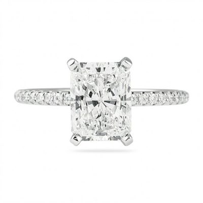 GIA Certified 2.50 Carat Radiant & Round Cut Diamond Platinum Engagement Ring