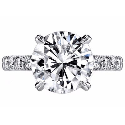 GIA Certified 3.75 CTW Round Cut Diamond Engagement Ring 18k White Gold