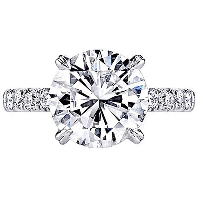14K White Gold Natural Round Diamond Ring - 2 Ct GIA Certified E/SI2 Center