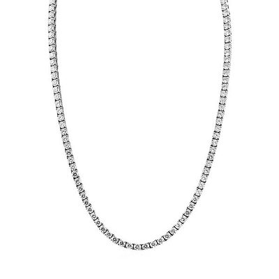 14K White Gold 3.60 cts Round Cut Natural Diamond Tennis Necklace - 16 Inches