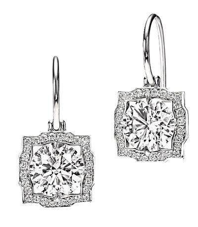 GIA Certified 4.00 CT Round Diamond Stud Earrings & Custom Halo - 18K White Gold