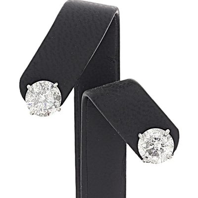 1.50 CTS Total Carat Weight Natural Round Cut Diamond Stud Earrings - 14K Gold