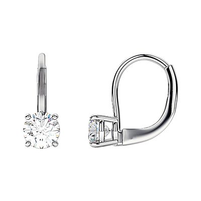 14K Gold Leverback Basket Setting 2 CT Round Cut Natural Diamond Earrings-F-SI1
