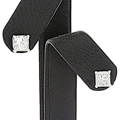 GIA Certified 2.00 CT F/SI1 Princess Cut Natural Diamond Stud Earrings -14K Gold