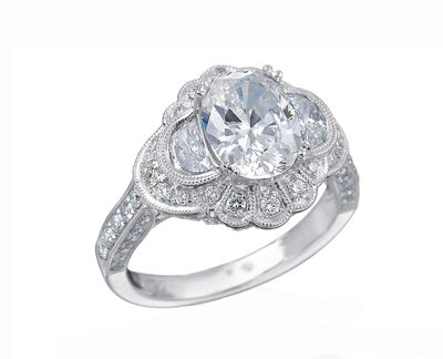 GIA Certified 3.00 Carat Oval Cut Halo Diamond Engagement Ring 18k White Gold