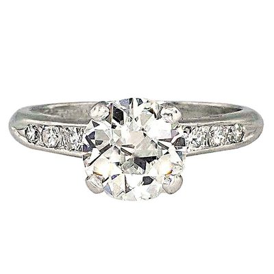 1.00 CT Old Miner GIA Certified F/VS2 Set on Platinum Setting & Round Side DIA