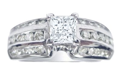 GIA Certified 2.00 Carat Diamond Engagement Ring Princess Cut 14k White Gold