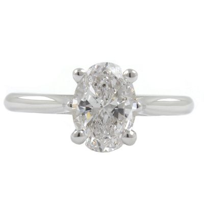 14K White Gold Solitaire 1.5 Oval Shape Diamond Ring - GIA Certified + Appraisal