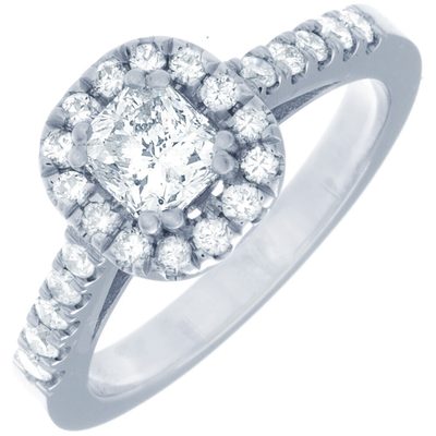 GIA Certified 1.50 Carat Diamond Engagement Ring  Cushion Cut 14k White Gold