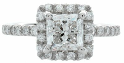 GIA Certified 1.50 CTW Diamond Engagement Ring Princess Cut 14k White Gold