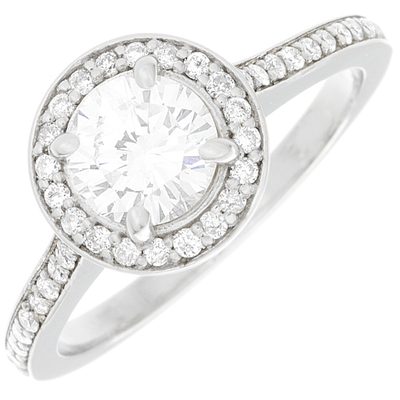 GIA Certified  Diamond Engagement Ring 2.00 Carat Round Cut Halo 14k White Gold