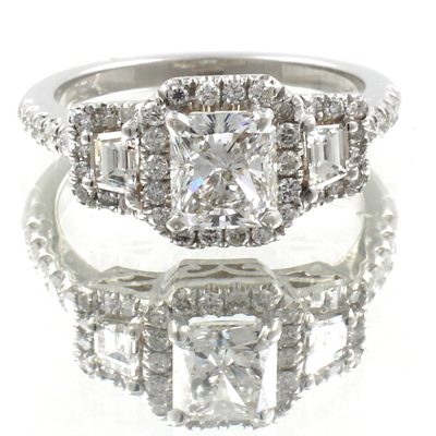 GIA Certified 2.50 Diamond Engagement Ring Carat 18k White Gold Radiant Cut