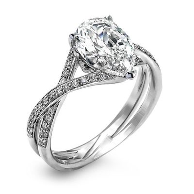 2.00 Carat Pear Shape Diamond Engagement Ring GIA Certified 18k White Gold