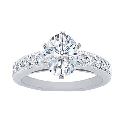 GIA Certified 1.50 CT Diamond Engagement Ring Oval & Round Cut 14k White Gold