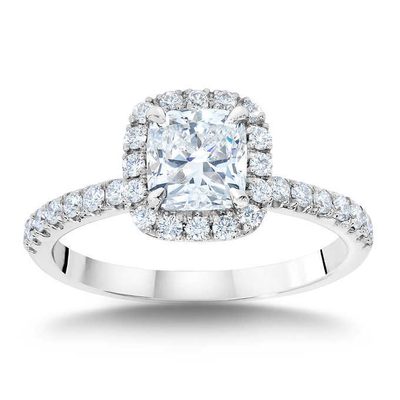 GIA Certified 2.00 Carat Diamond Engagement Ring Cushion Cut 18k White Gold