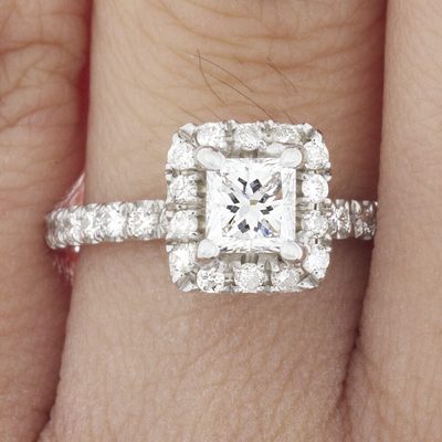 GIA Certified 2.50 Carat Diamond Engagement Ring Princess Cut 14k White Gold