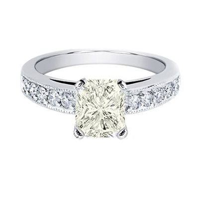 GIA certified 2.00 CTW Radiant Cut Diamond Engagement Ring Authentic 14K WG