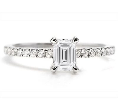 GIA Certified Diamond Engagement Ring 2.20 Carat Emerald & Round Shape 18k Gold