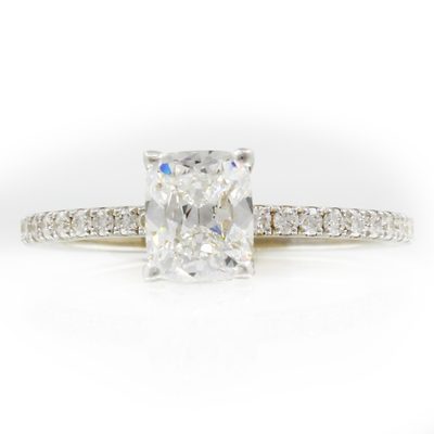 GIA Certified 1.50 Carat Diamond Engagement Ring Cushion Shape 14k White Gold