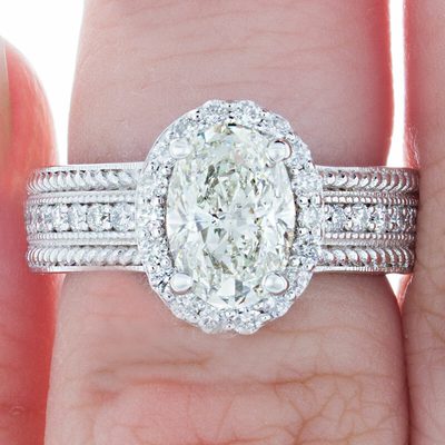 GIA Certified Oval Diamond Engagement Ring Oval1.68 Ct 18K White Gold VVS2 I