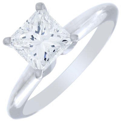 GIA Certified Natural 1.00 Carat Diamond Engagement Solitaire Ring Princess Cut