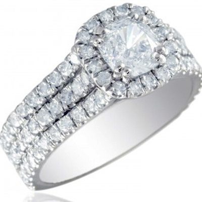 GIA Certified  2.32 carat Diamond Engagement Ring total 18k White Gold