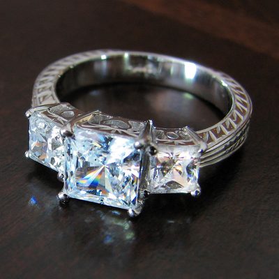 GIA certified Diamond  Engagement Ring 18K White Gold Cut 1.60 Carat