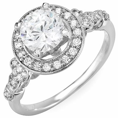 GIA Certified Diamond Engagement Ring  Round Brilliant Cut 2.00 Carat 18k Gold
