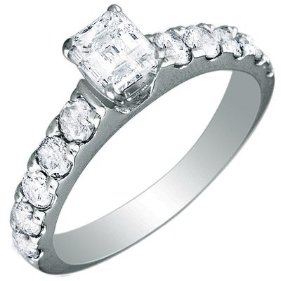 GIA Certified 1.75 Carat Asscher Cut Diamond Engagement Ring 18k Classic Design